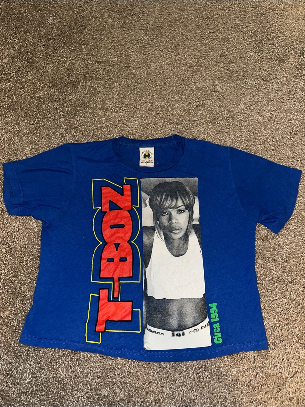 Royal Blue Graphic Crop Top with Bold Front Print
